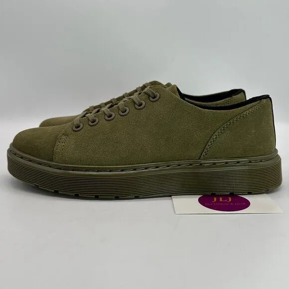 Dr. Martens Women's Dante Suede Olive Green Monochromatic Shoes Size 8/ Men's 7