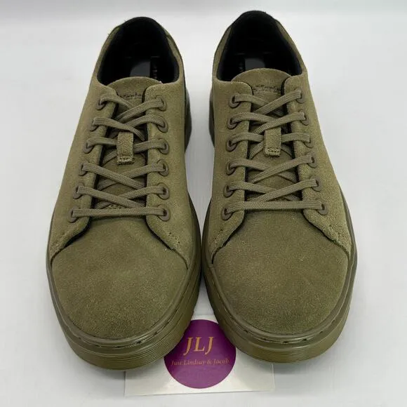 Dr. Martens Women's Dante Suede Olive Green Monochromatic Shoes Size 8/ Men's 7