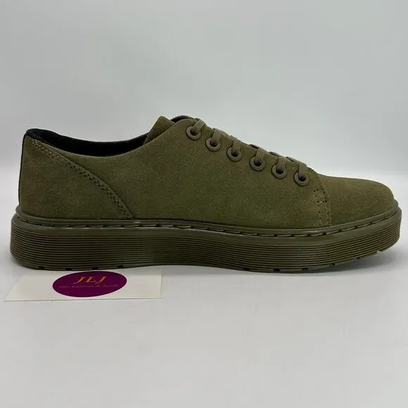 Dr. Martens Women's Dante Suede Olive Green Monochromatic Shoes Size 8/ Men's 7