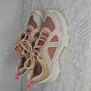 Ecco biom C knit trail running training white tan pink athletic shoes sz 8
