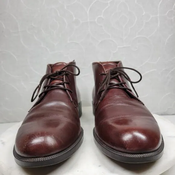 Ecco Harold Leather Chukka Boots Mens 44/10.5 Brown Round Toe Dress Shoes