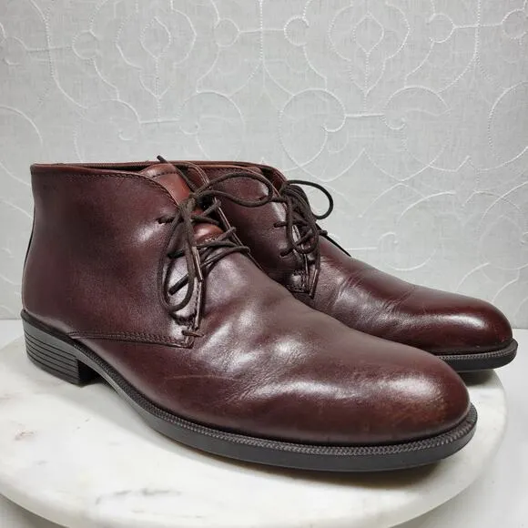 Ecco Harold Leather Chukka Boots Mens 44/10.5 Brown Round Toe Dress Shoes