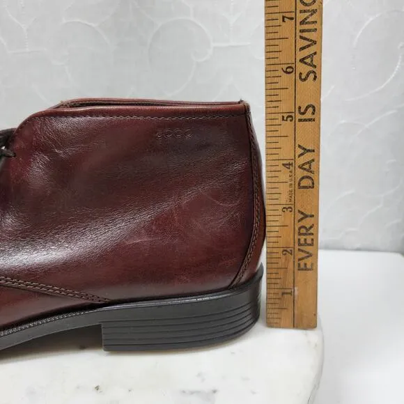 Ecco Harold Leather Chukka Boots Mens 44/10.5 Brown Round Toe Dress Shoes