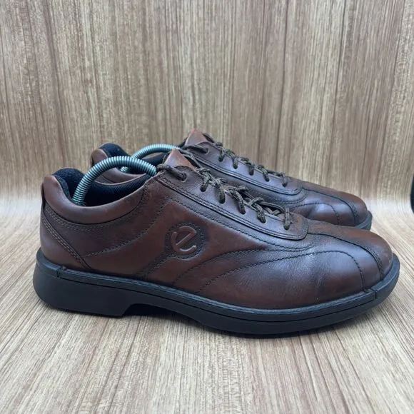 Ecco Men's Neoflexor Oxford Size 44 /10 Brown Leather Tie Casual Travel Shoes