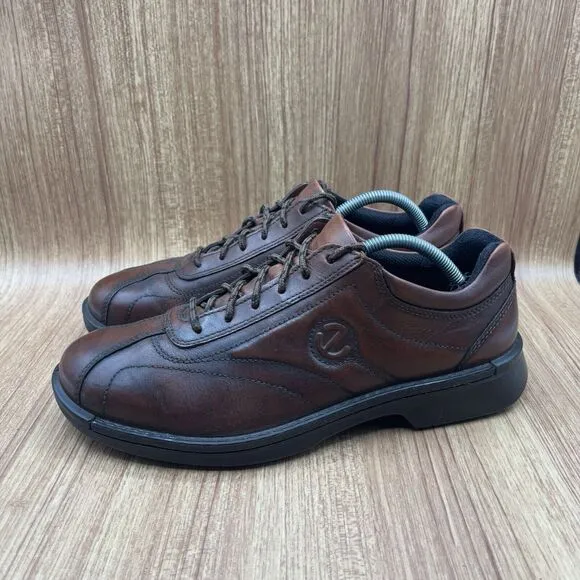 Ecco Men's Neoflexor Oxford Size 44 /10 Brown Leather Tie Casual Travel Shoes