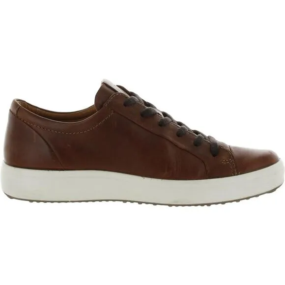 ECCO Mens Soft Brown Leather Lace Up Athletic and Training Shoes Sneakers New
