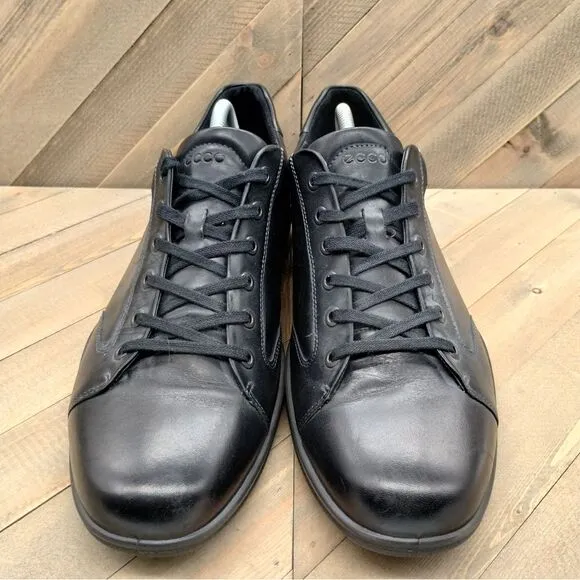 ECCO Mens Triple Black Leather Casual Sneakers Size 44‎ USA Size 10/10.5