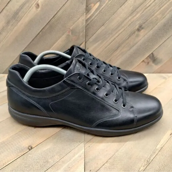 ECCO Mens Triple Black Leather Casual Sneakers Size 44‎ USA Size 10/10.5