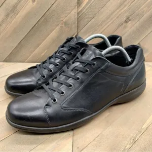 ECCO Mens Triple Black Leather Casual Sneakers Size 44‎ USA Size 10/10.5