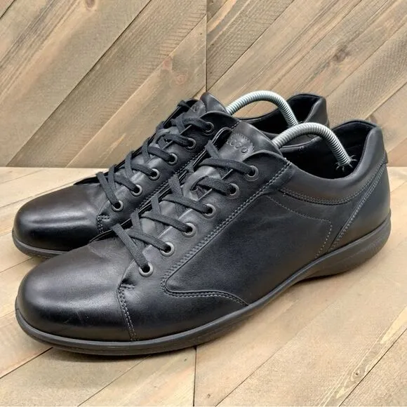 ECCO Mens Triple Black Leather Casual Sneakers Size 44‎ USA Size 10/10.5