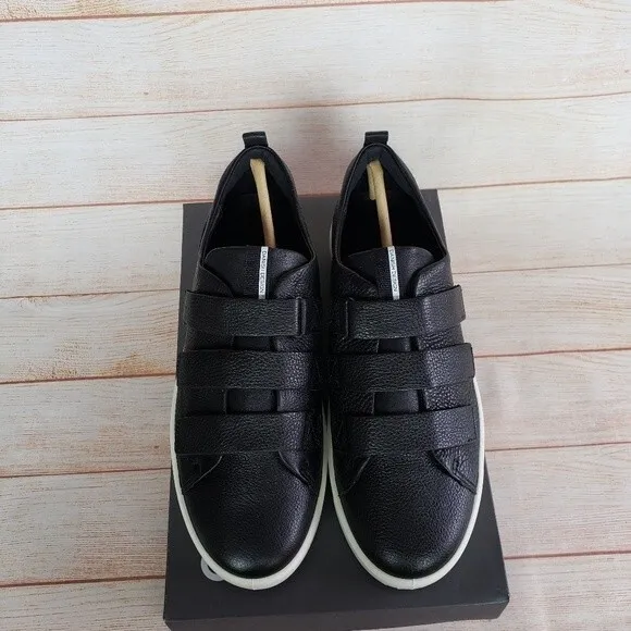 ECCO Soft 8 Ladies Leather Walking Comfortable Shoes w/ Velcro Closure in Black