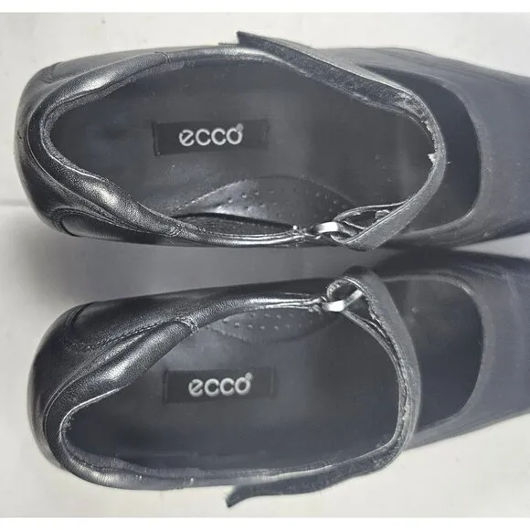 Ecco  Women's Black Leather Heels Shoes Size 7.5