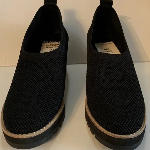 Eileen Fisher Black Wedge Shoes 7 New NWT $235 retail Beautiful Versatile