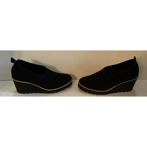 Eileen Fisher Black Wedge Shoes 7 New NWT $235 retail Beautiful Versatile