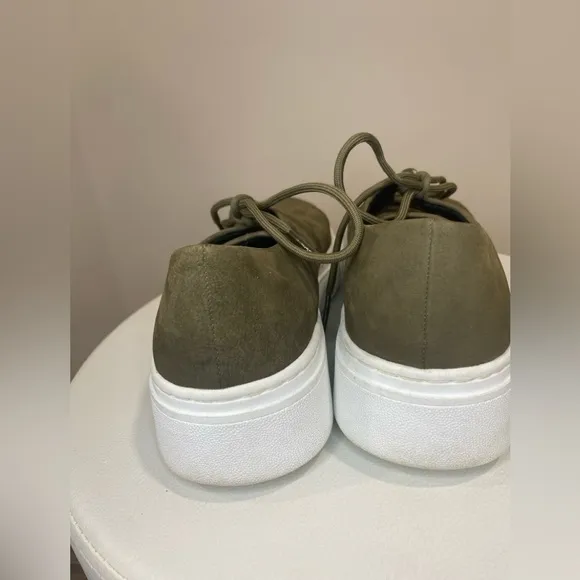 Eileen Fisher Prescot Sneaker 6.5 Olive Green Nubuck Platform Lace-Up Shoes