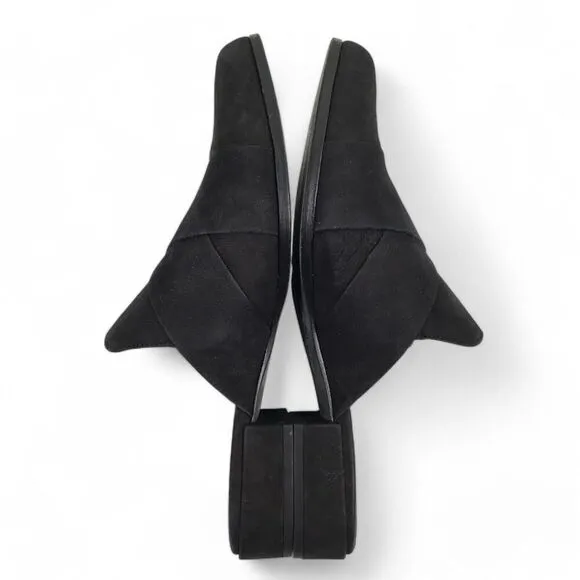 Eileen Fisher Shoes Bauer Mules Crisscross Nubuck Leather Black sz 9 Minimalist