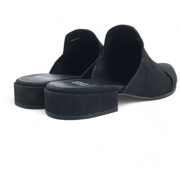 Eileen Fisher Shoes Bauer Mules Crisscross Nubuck Leather Black sz 9 Minimalist