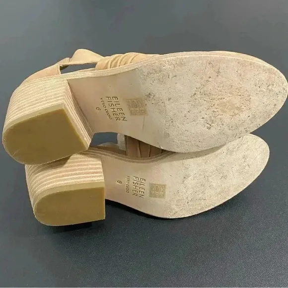 Eileen Fisher Shoes Booties Cut Out Tan Leather Minimalist Modern Classic