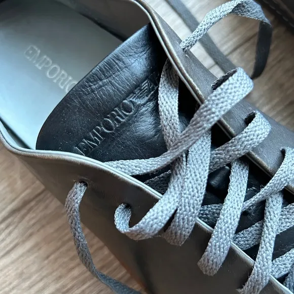 Emporio Armani Grey Leather Sneakers | 43