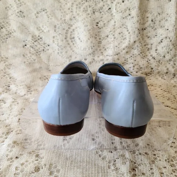 ENZO ANGIOLINI DUSTY BLUE LIBERTY LEATHER SLIP ON LOAFER  6 &amp; 1/2 M