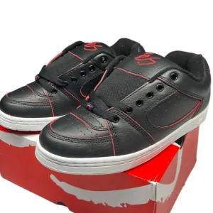 ES ACCEL OG retro black and red all leather chunky skateboarding shoes