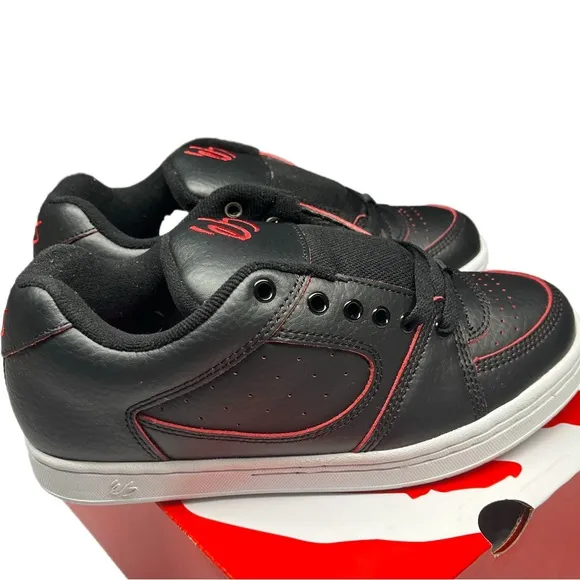 ES ACCEL OG retro black and red all leather chunky skateboarding shoes