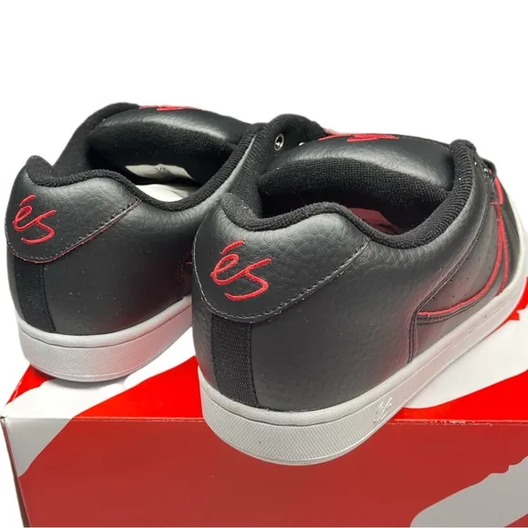 ES ACCEL OG retro black and red all leather chunky skateboarding shoes