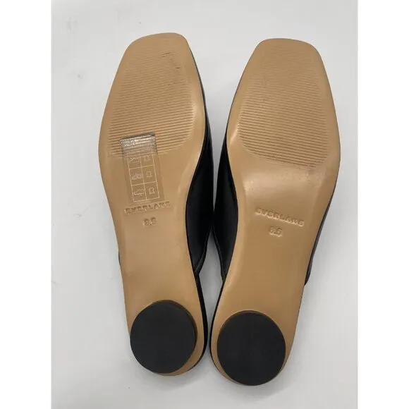 Everlane The Day Mule Womens 8.5 Slip On Flats Black Leather Slides Minimalist