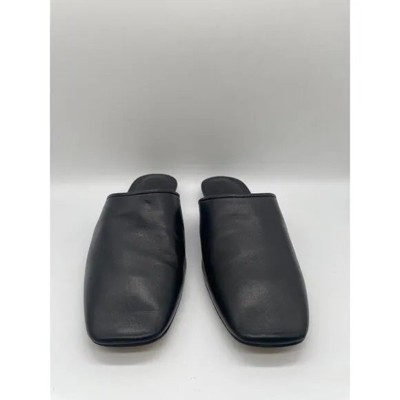 Everlane The Day Mule Womens 8.5 Slip On Flats Black Leather Slides Minimalist