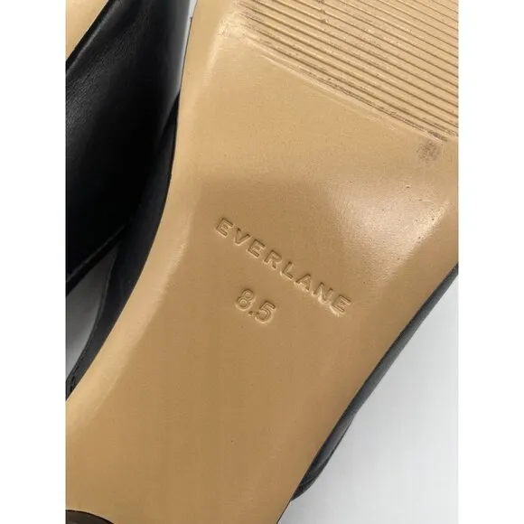 Everlane The Day Mule Womens 8.5 Slip On Flats Black Leather Slides Minimalist