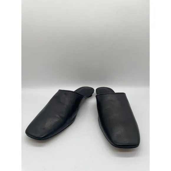 Everlane The Day Mule Womens 8.5 Slip On Flats Black Leather Slides Minimalist