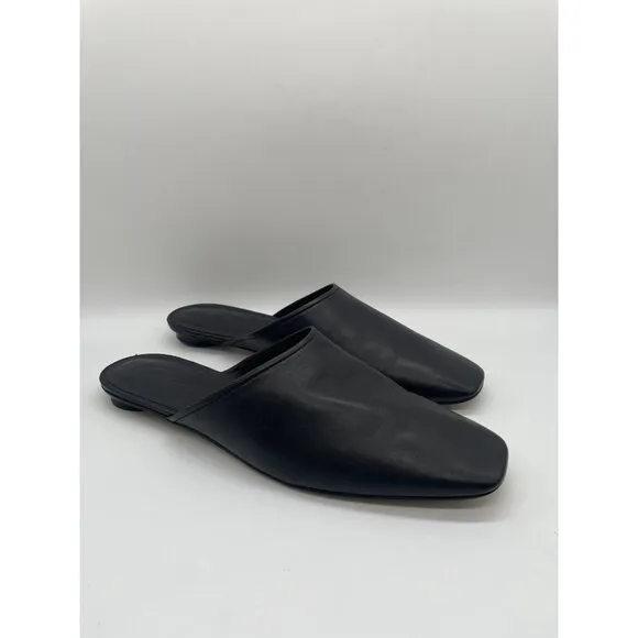 Everlane The Day Mule Womens 8.5 Slip On Flats Black Leather Slides Minimalist