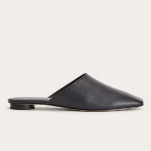 Everlane The Day Mule Womens 8.5 Slip On Flats Black Leather Slides Minimalist