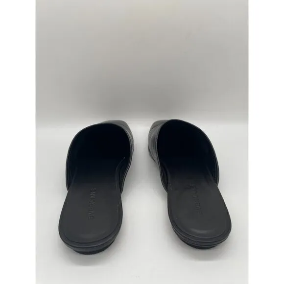 Everlane The Day Mule Womens 8.5 Slip On Flats Black Leather Slides Minimalist
