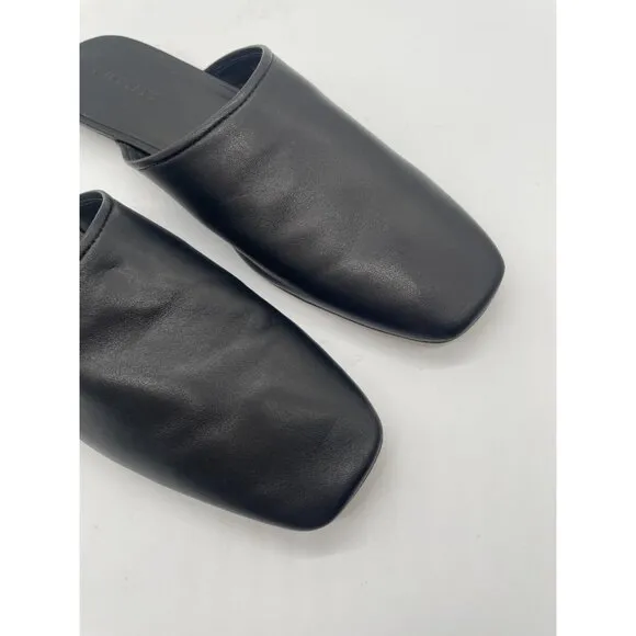 Everlane The Day Mule Womens 8.5 Slip On Flats Black Leather Slides Minimalist