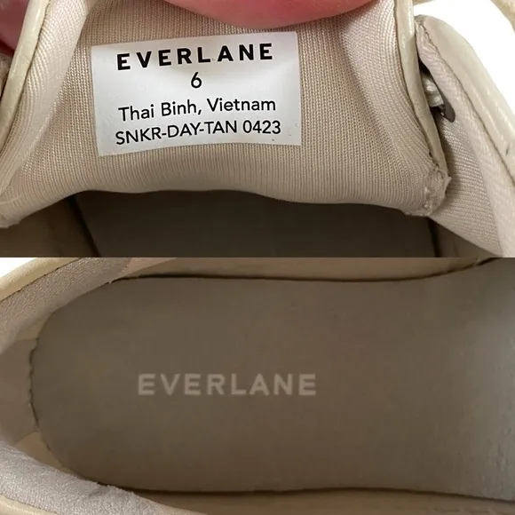 Everlane The Day Sneaker in Parchment leather low top lace up round toe cream 6