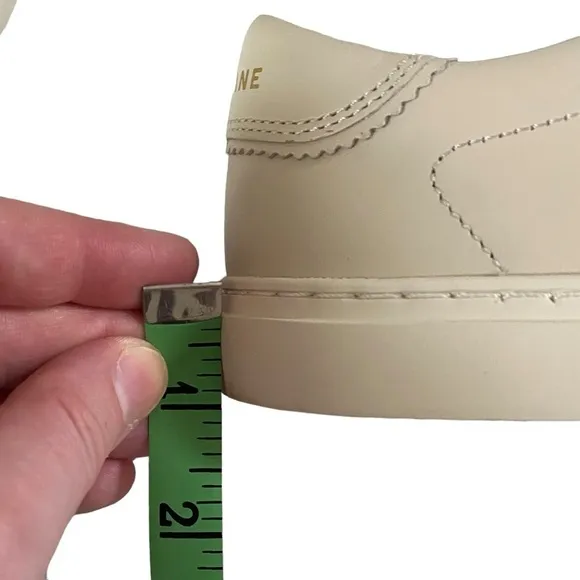 Everlane The Day Sneaker in Parchment leather low top lace up round toe cream 6