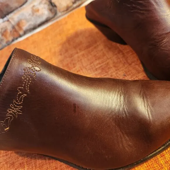 Fantastic Vintage Code West Brown Leather Cowboy Boot Mules Clogs US Size 10M