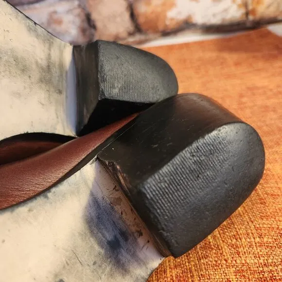 Fantastic Vintage Code West Brown Leather Cowboy Boot Mules Clogs US Size 10M