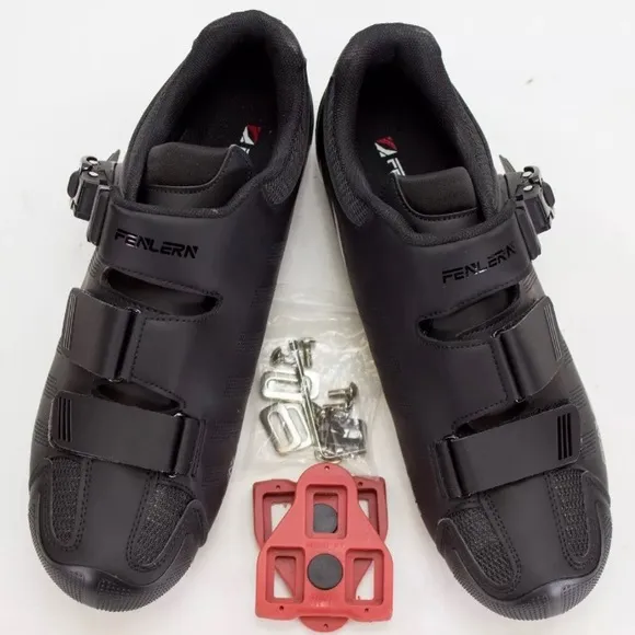 Fenlern Mens Size EU 42 US 8.5 Black Tripple Strap Mountain Cycling Bike Shoes