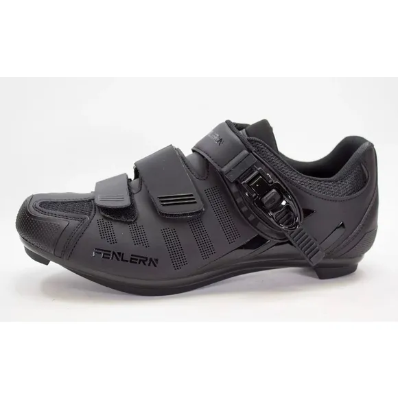 Fenlern Mens Size EU 42 US 8.5 Black Tripple Strap Mountain Cycling Bike Shoes