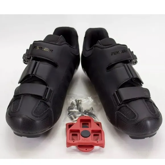 Fenlern Mens Size EU 42 US 8.5 Black Tripple Strap Mountain Cycling Bike Shoes