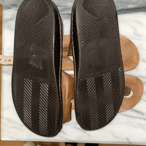 Finn Comfort Baltrum Brown Leather 3 strap Sandals Size 39/8 Minimalist