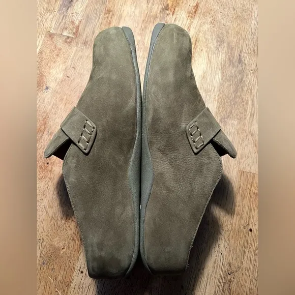 Fitflop Leather Buckle Clogs Mules Olive Green Great Condition! Size 9