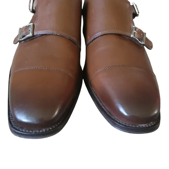 Florsheim Imperial Brown Leather Double Buckle Monk Strap Shoes Size-9.5 - NEW
