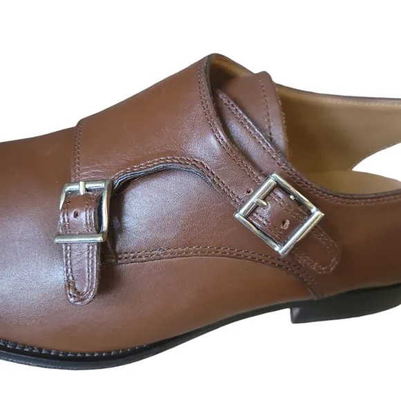 Florsheim Imperial Brown Leather Double Buckle Monk Strap Shoes Size-9.5 - NEW