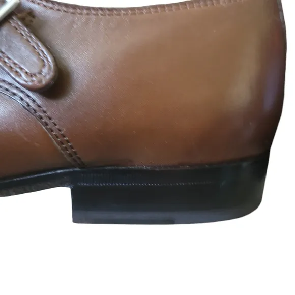 Florsheim Imperial Brown Leather Double Buckle Monk Strap Shoes Size-9.5 - NEW