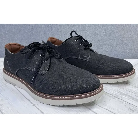 Florsheim Men's Size 7.5W VIBE Canvas‎ Plain Toe Oxford Shoes Gray Preppy