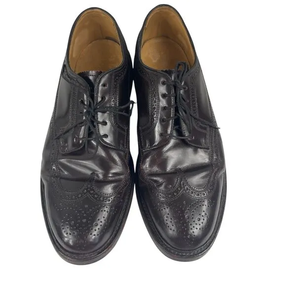 Florshiem Imperial Wingtip Dress Shoes Size 10.5 3E Extra Wide Dark Brown Preppy