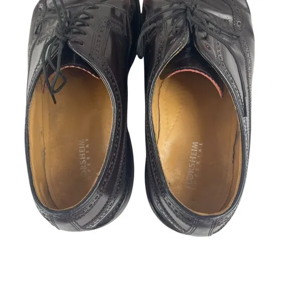 Florshiem Imperial Wingtip Dress Shoes Size 10.5 3E Extra Wide Dark Brown Preppy